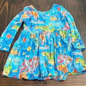 Little Sleepies Blue World Map Dress